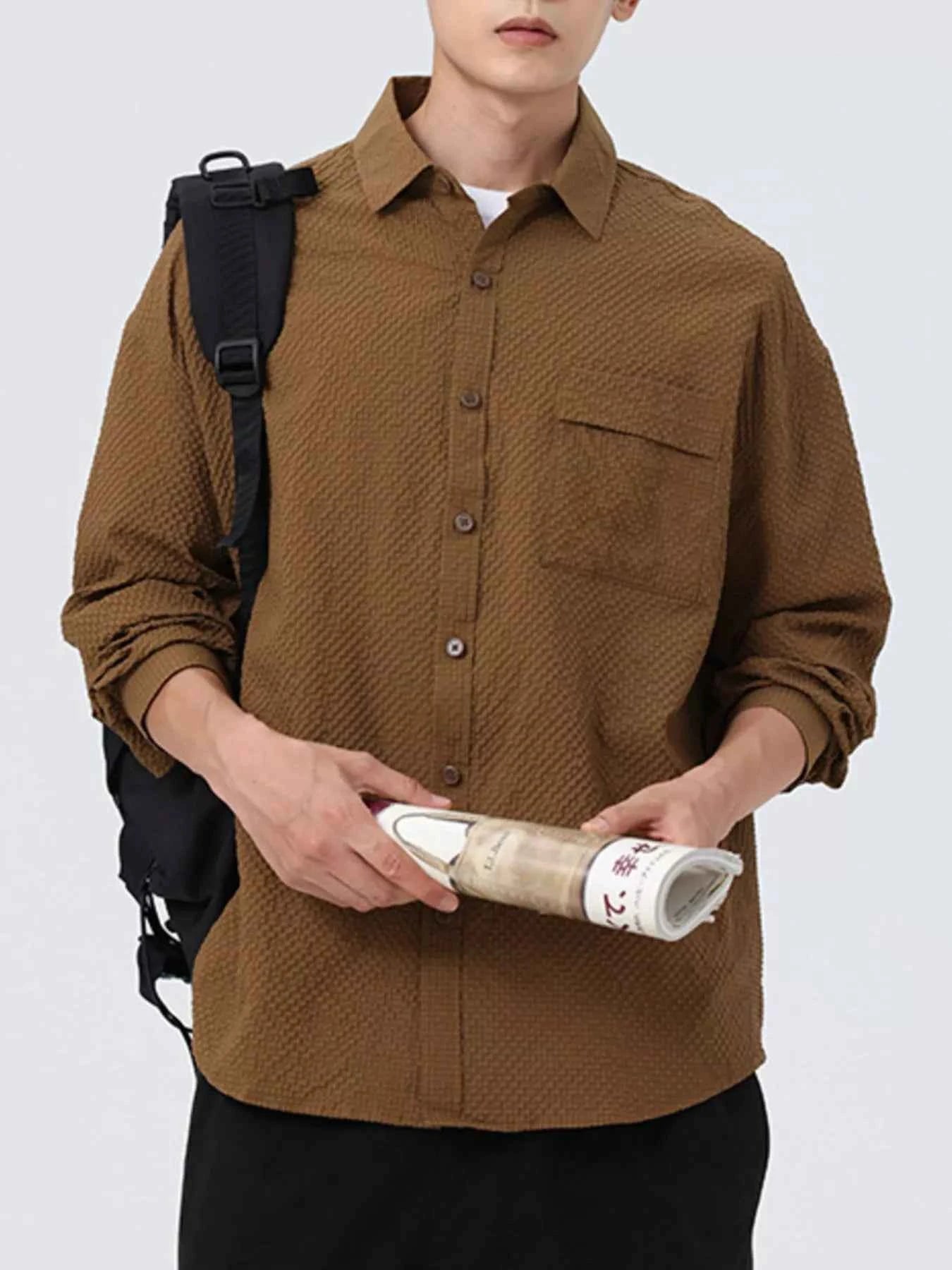 Men's Plus Size Button Up Oversized Shirt