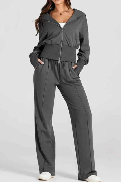 Zip-Up Hoodie and Pants Active Set