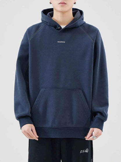 Men's Plus Size Kangaroo Pocket Raglan Sleeve Hoodie