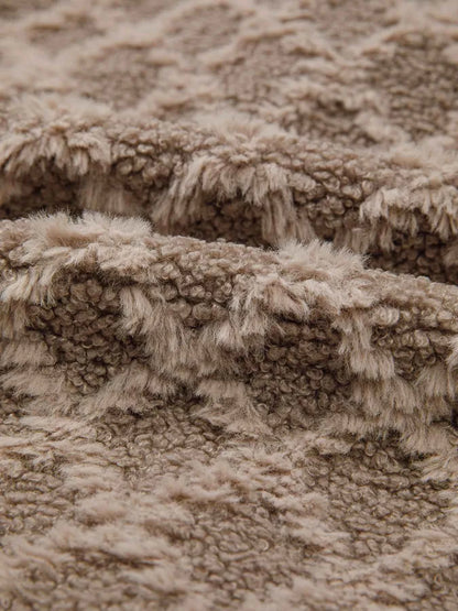 Sherpa Rhombus Zip Up Side Pocket Hooded Jacket