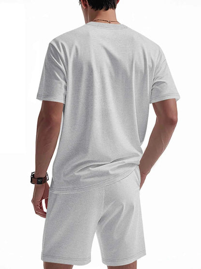Men's Full Size Round Neck Short Sleeve Top and Shorts Set Plus Size