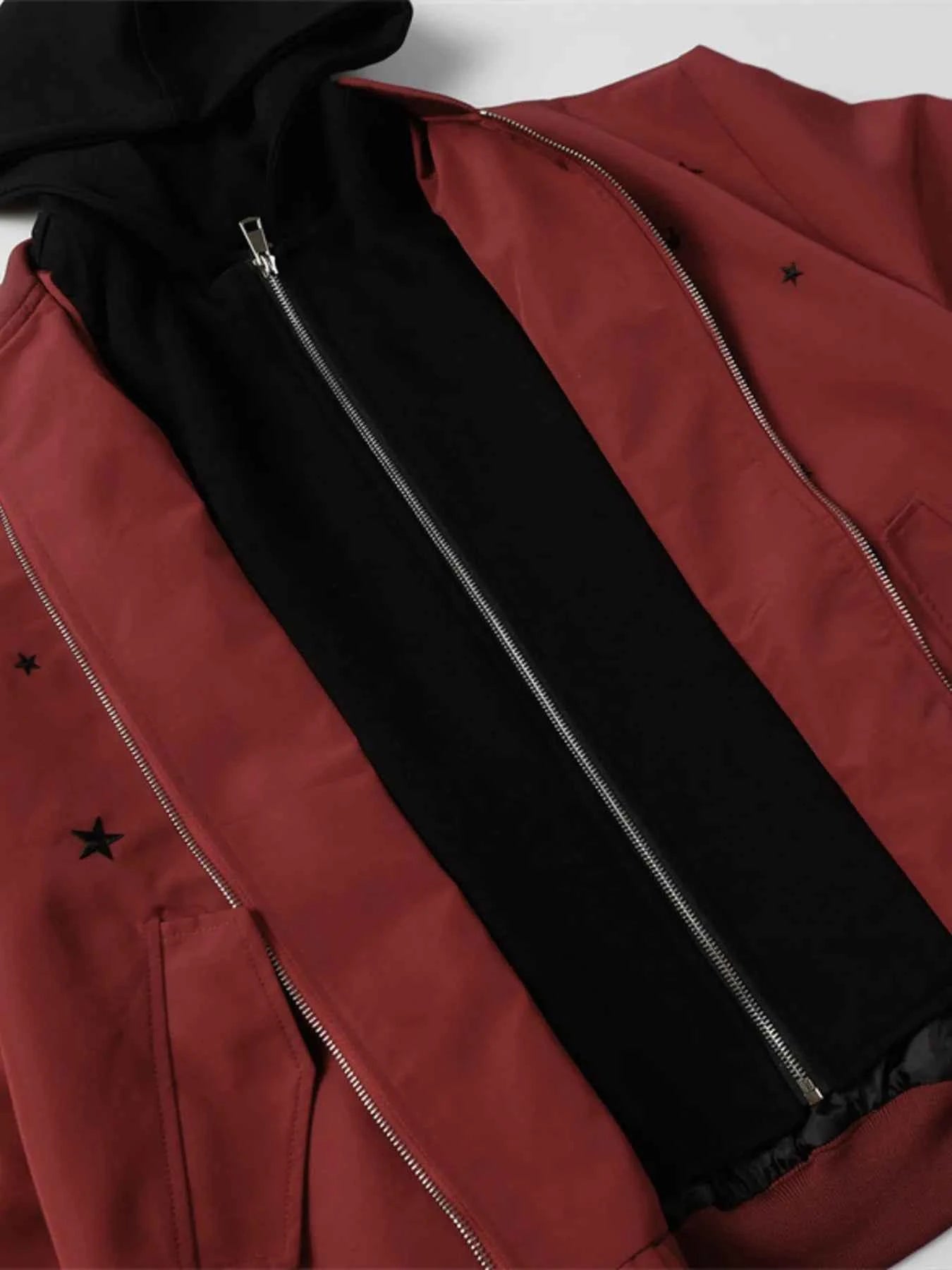 Men's Star Zip Up Hooded Jacket