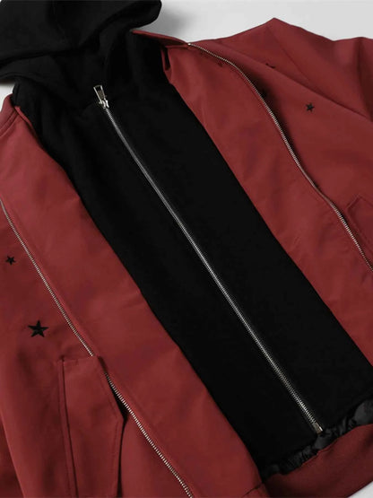 Men's Star Zip Up Hooded Jacket