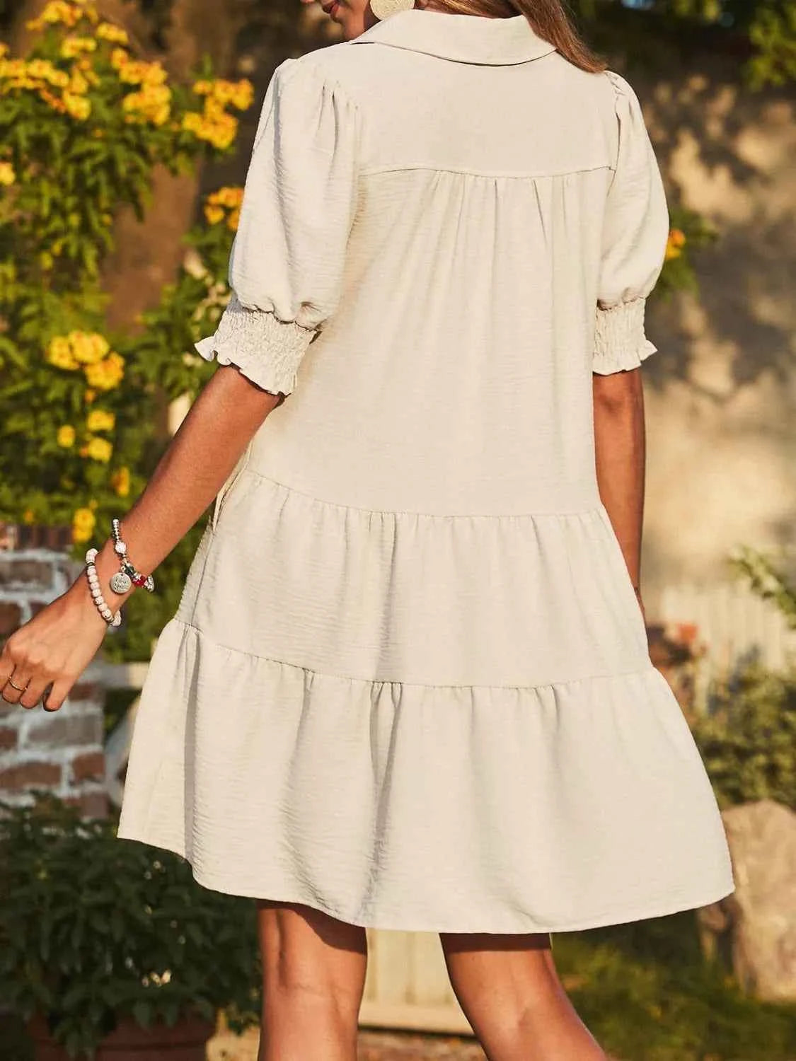 Johnny Collar Short Sleeve Mini Dress