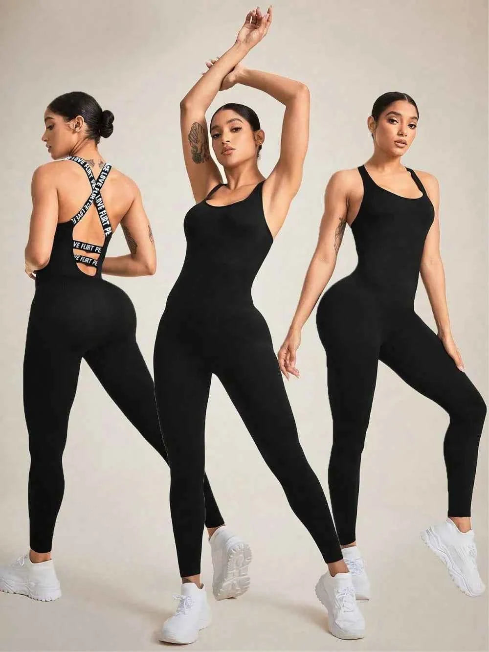 Crisscross Back Sleeveless Active Jumpsuit