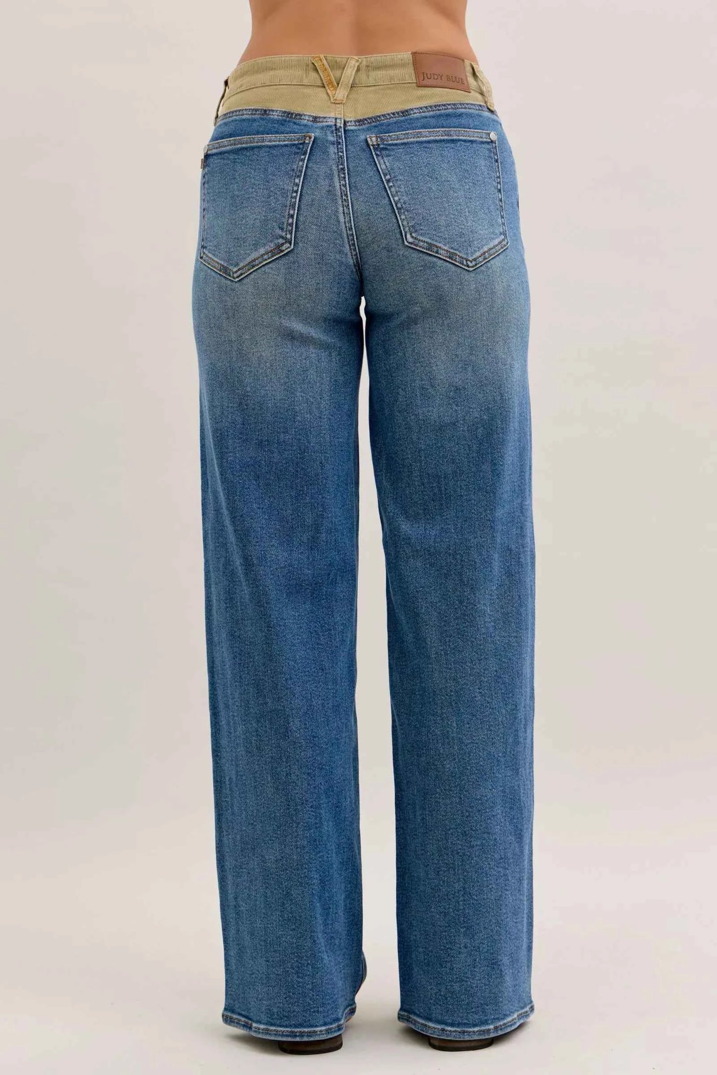 Judy Blue MR Column Straight Jeans with Corduroy Waist