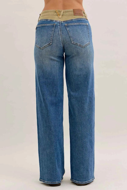 Judy Blue MR Column Straight Jeans with Corduroy Waist