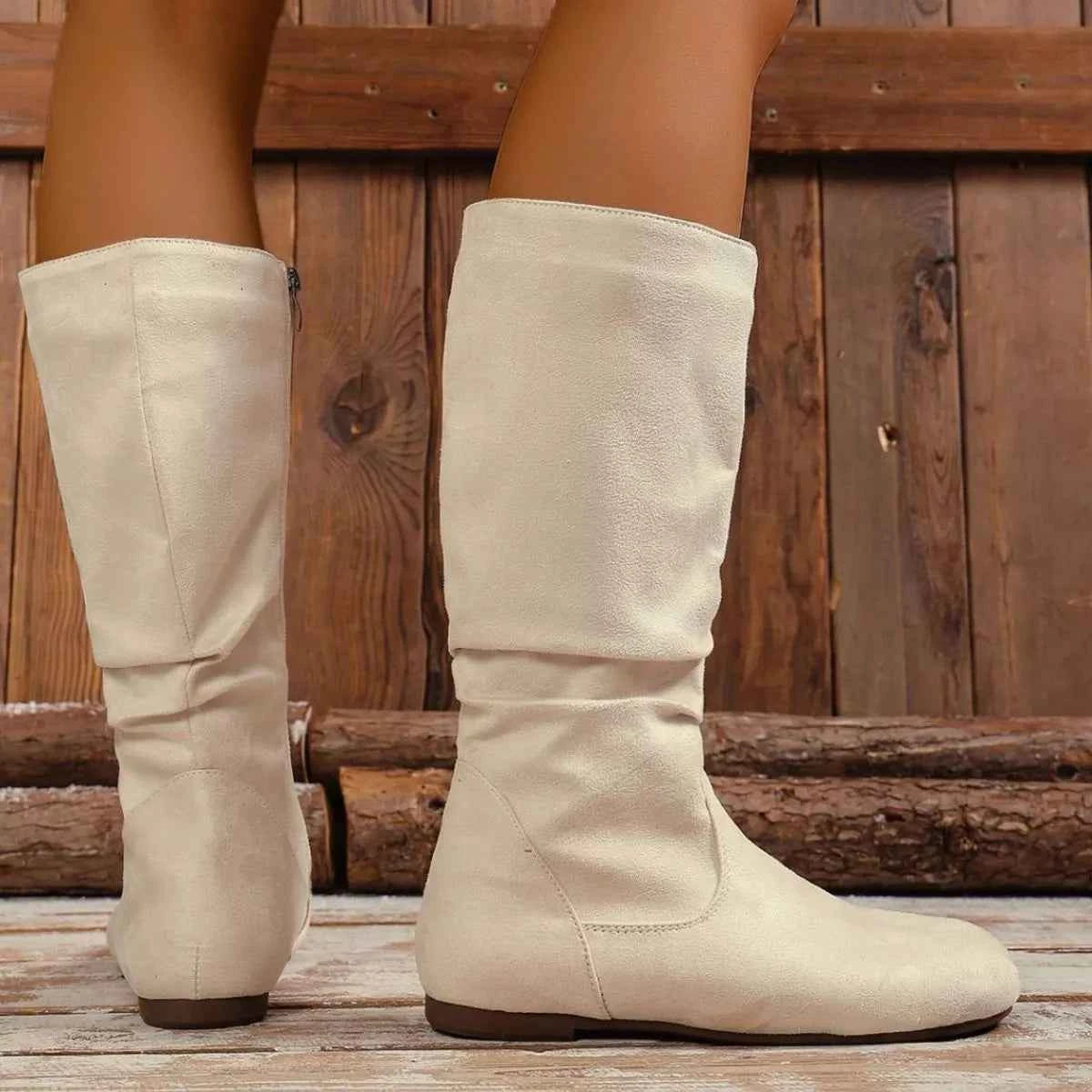 Round Toe Side Zip Boots