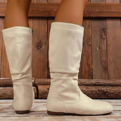 Round Toe Side Zip Boots