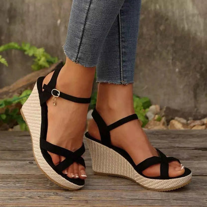 Crisscross Open Toe Wedge Sandals