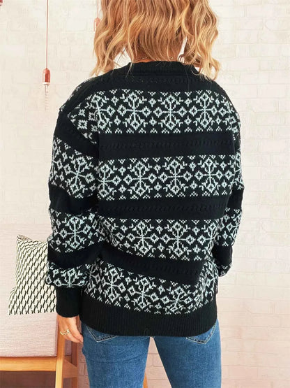 Contrast Ribbed hem Long Sleeve Sweater