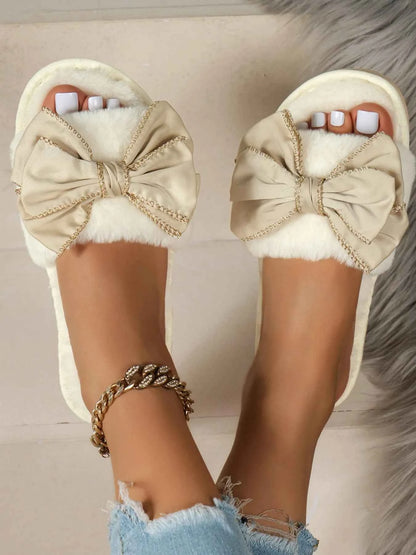 Bow Open Toe Slippers