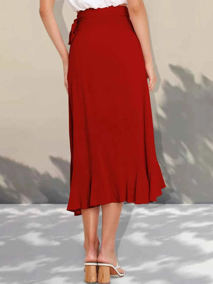 Ruffled Hem Tied Skirt