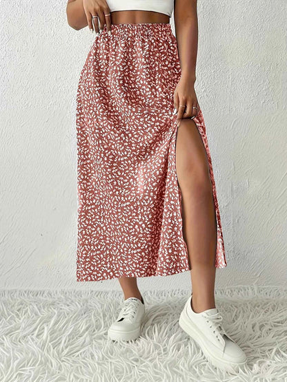 Slit Printed Skirt
