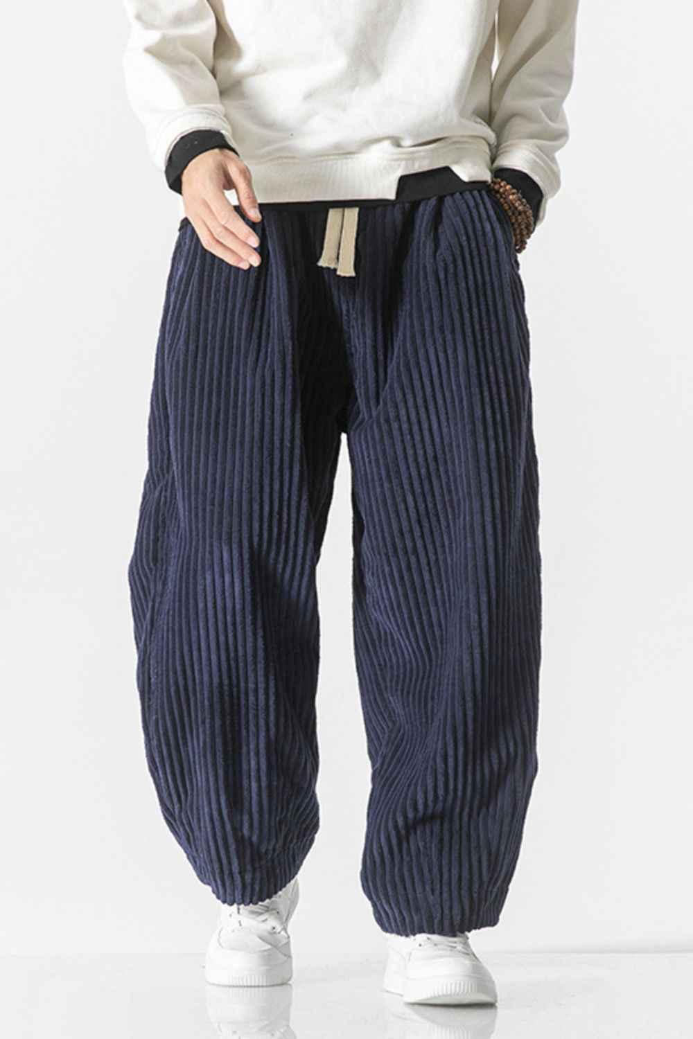 Men's Plus Size Corduroy Wide Leg Casual Pants