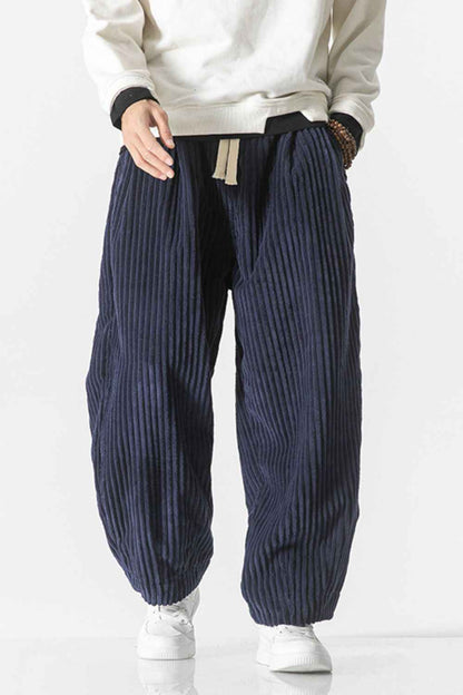Men's Plus Size Corduroy Wide Leg Casual Pants