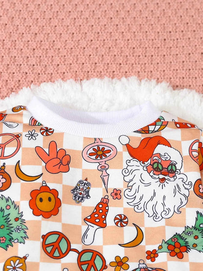 Children's Christmas Santa Print Long Sleeve Set