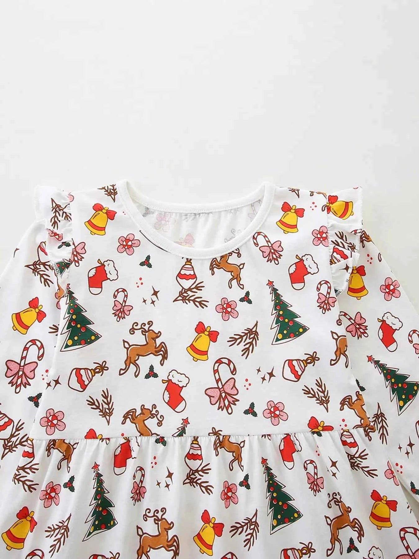 Children's Christmas Print Long Sleeve Dress