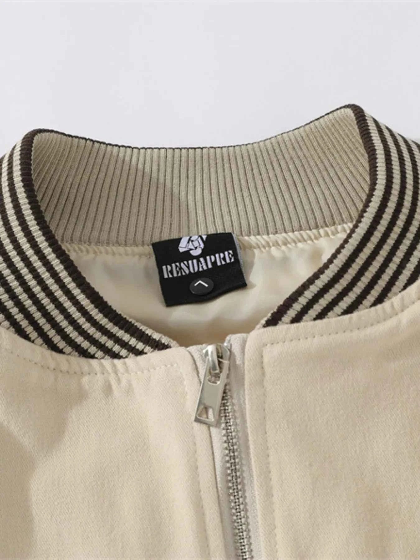 Men's Striped Hem Zip Up Jacket