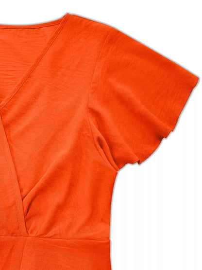 Plus Size Surplice Flutter Sleeve Dress