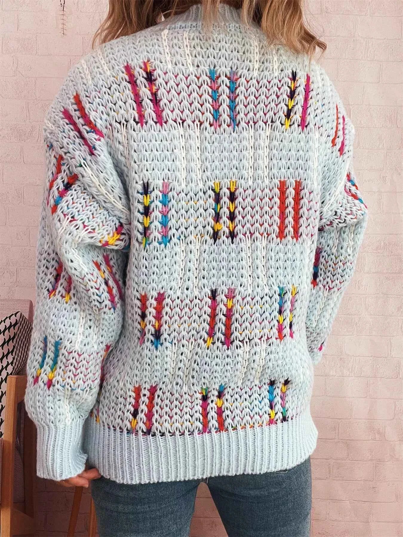 Colorful Round Neck Long Sleeve Sweater