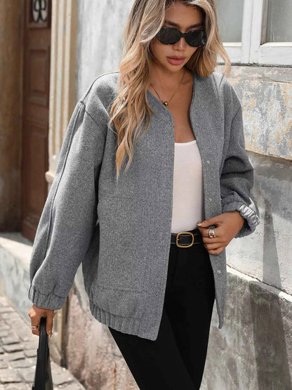 Snap Down Dropped Shoulder Jacket