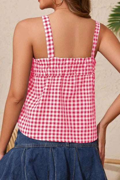 Tied Front Textured Square Neck Cami