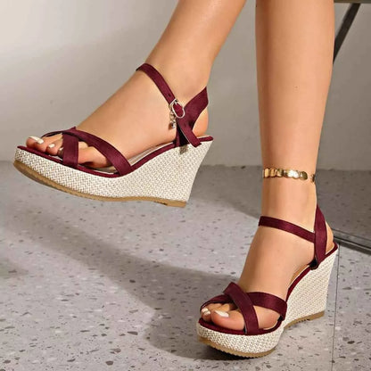 Crisscross Open Toe Wedge Sandals