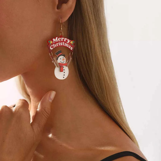 Christmas Snowman Dangle Earrings