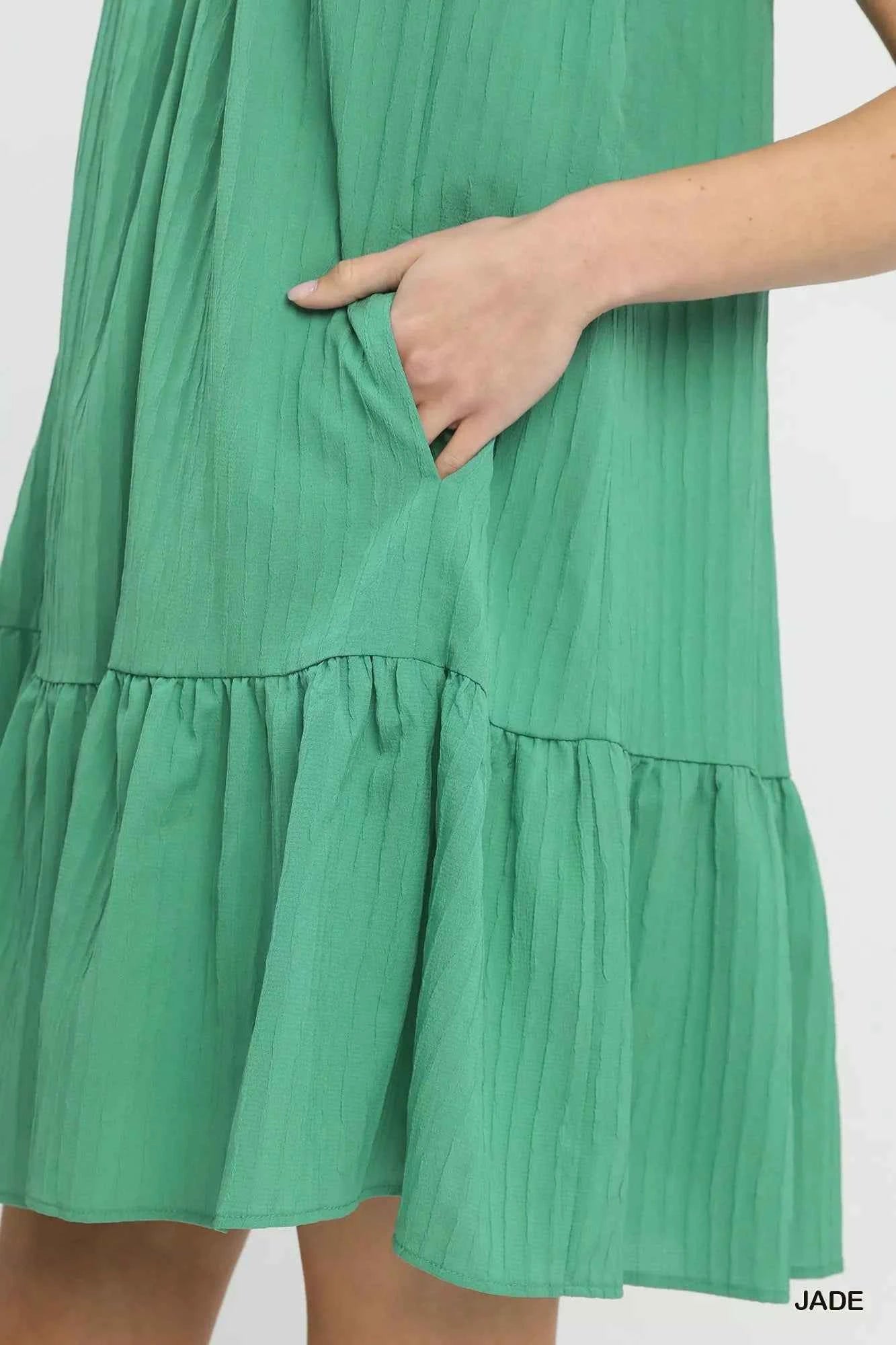 Umgee Flutter Sleeve Tiered Dress
