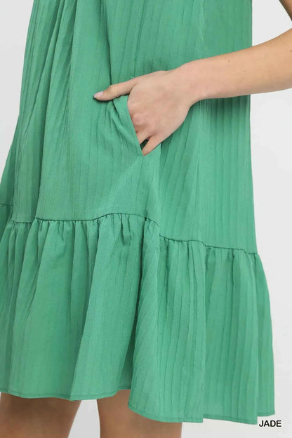 Umgee Flutter Sleeve Tiered Dress