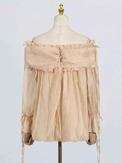 Ruffle Off-Shoulder Flounce Sleeve Blouse