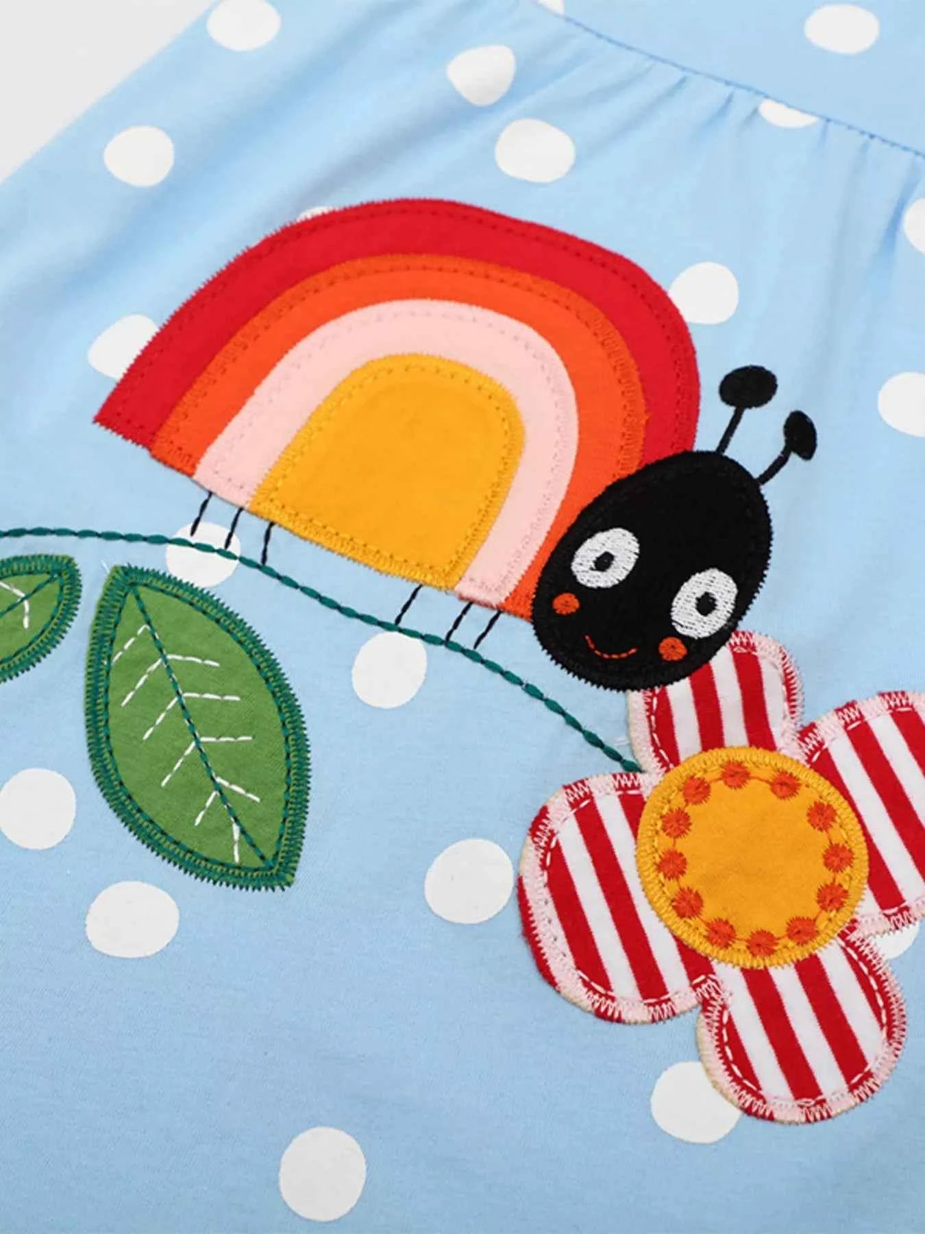 Children's Polka Dot Ladybug Round Neck Dress