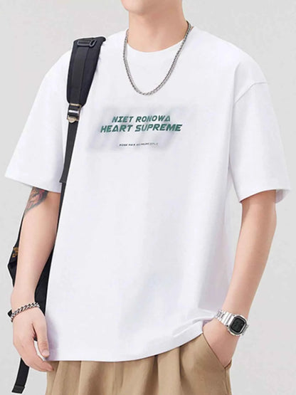 Men's Plus Size Round Neck Letter Graphic T-Shirt