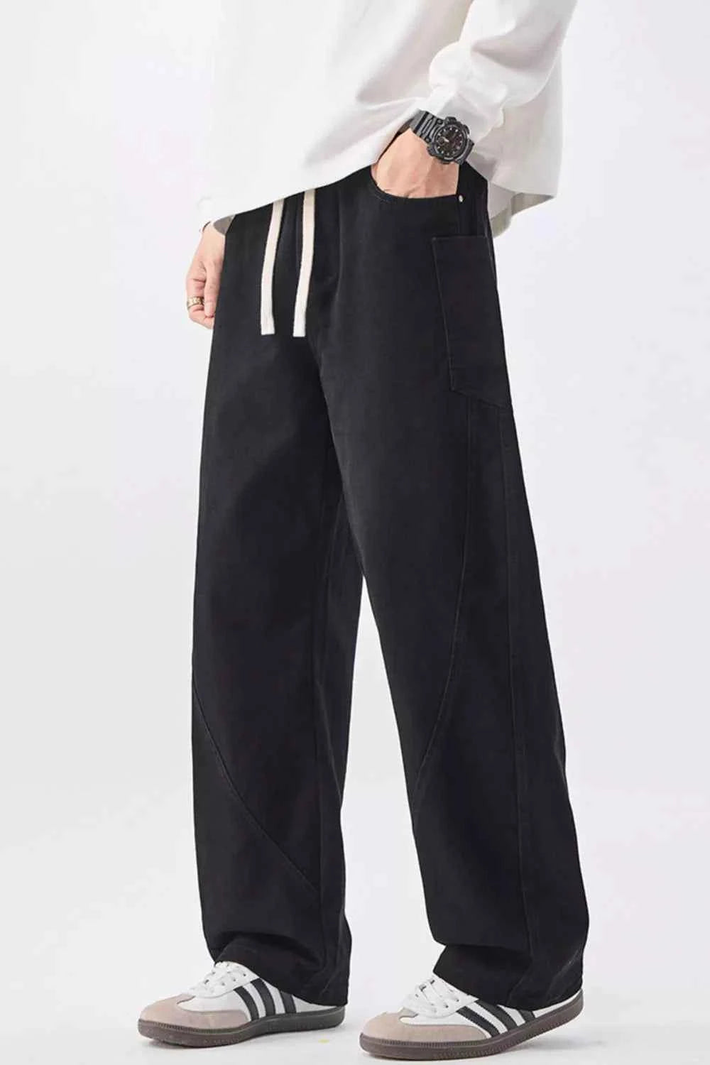 Men's Plus Size Loose Fit Drawstring Waist Jeans
