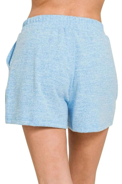 Zenana Soft Melange Hacci Elastic Waist Band Shorts