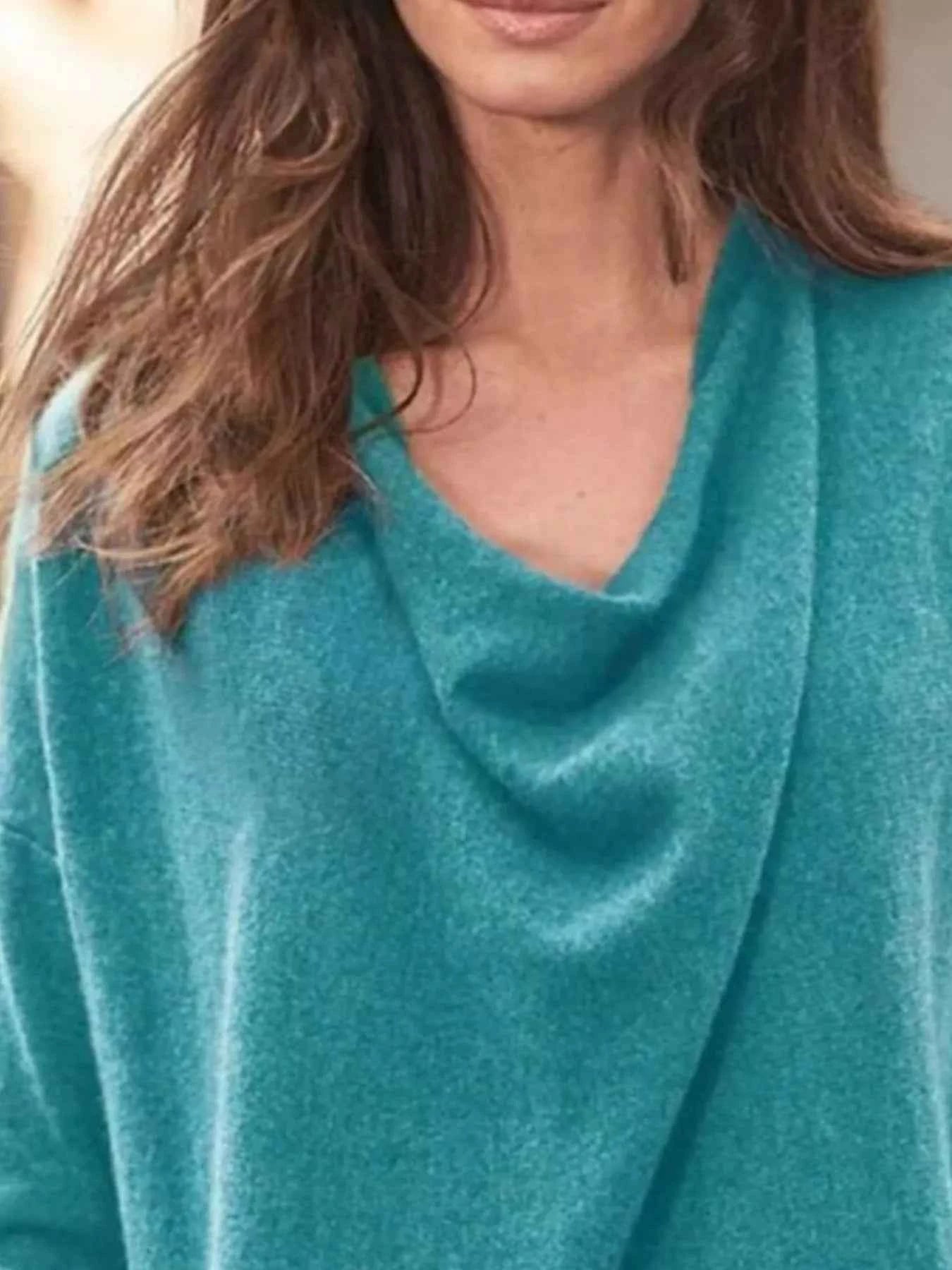 Full Size Cowl Neck Long Sleeve Top Plus Size