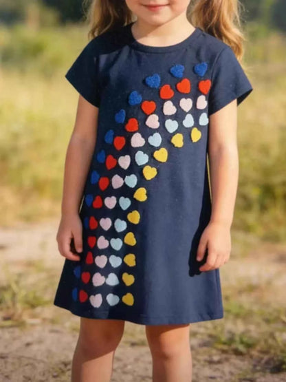 Children's Heart Applique Short Sleeve Dress