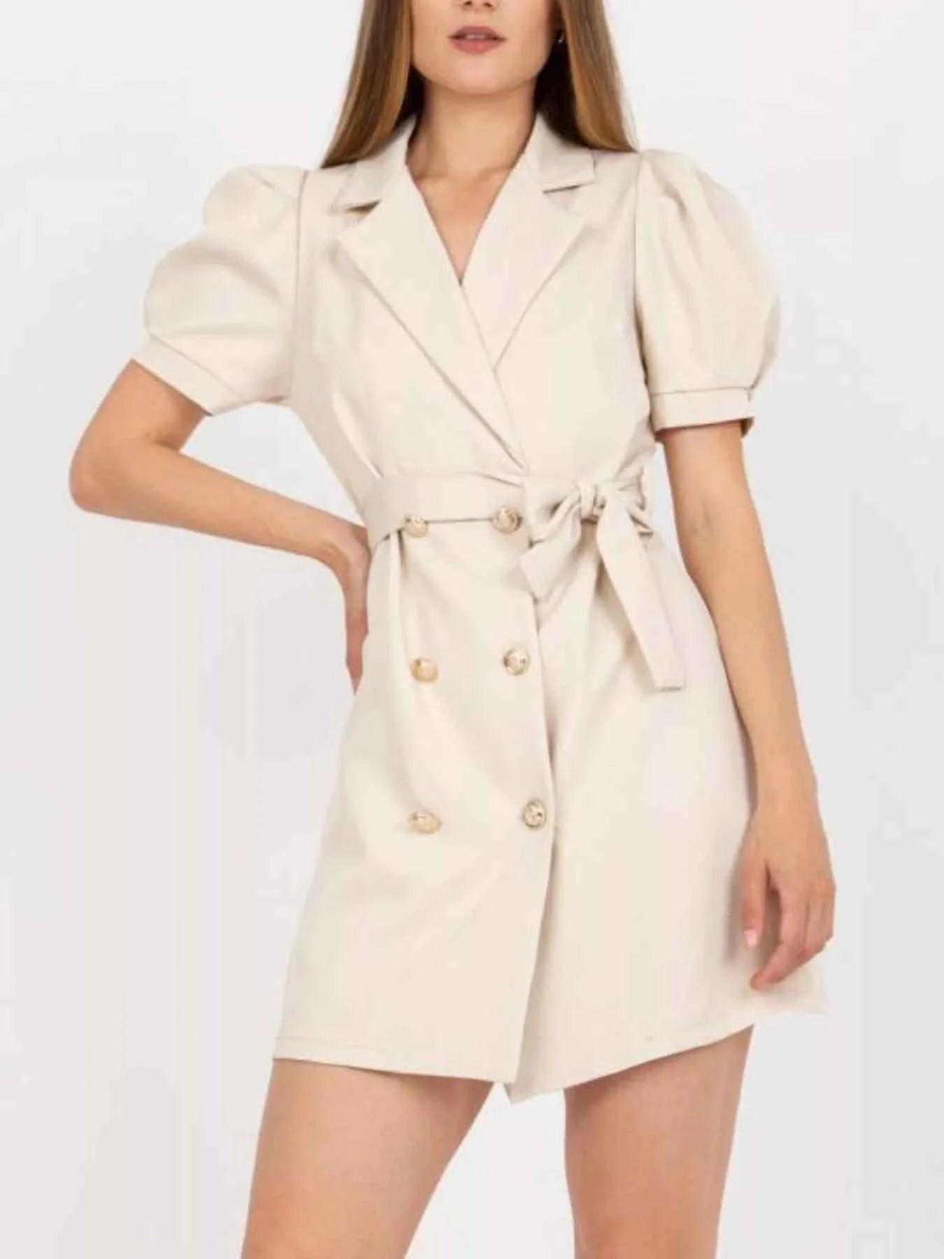Blazer Style Tie Waist Mini Dress