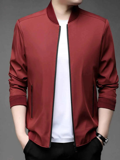 Men's Plus Size Full Zip Front Closure Bomber Jacket with Pockets