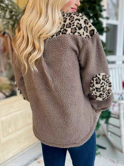 Leopard Print Teddy Fleece Jacket