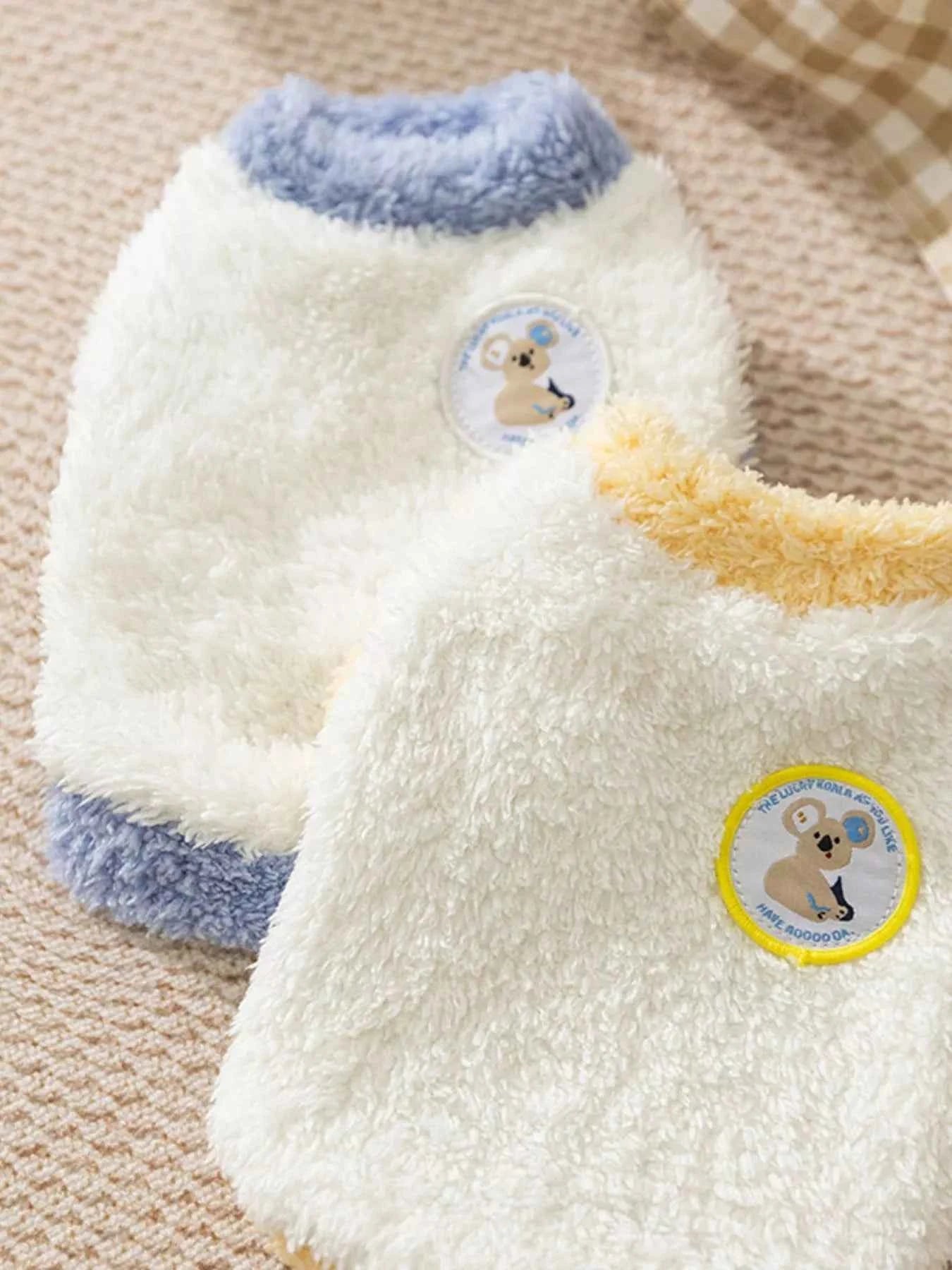 Cozy Plush Pet Sweater with Cute Patch