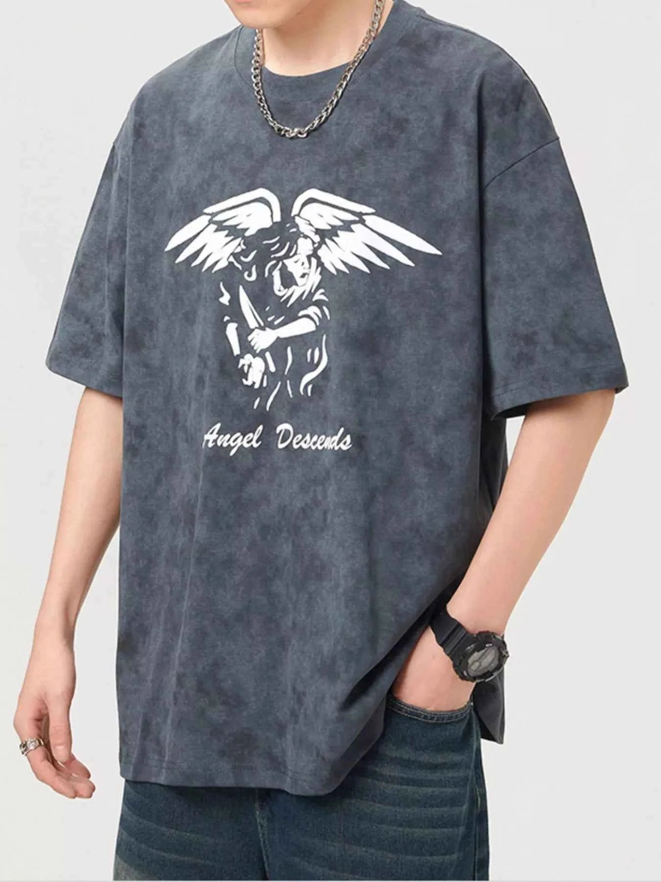 Men's Plus Size Graphic Round Neck Short Sleeve T-Shirt