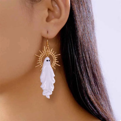 Halloween Sunburst Ghost Drop Earrings