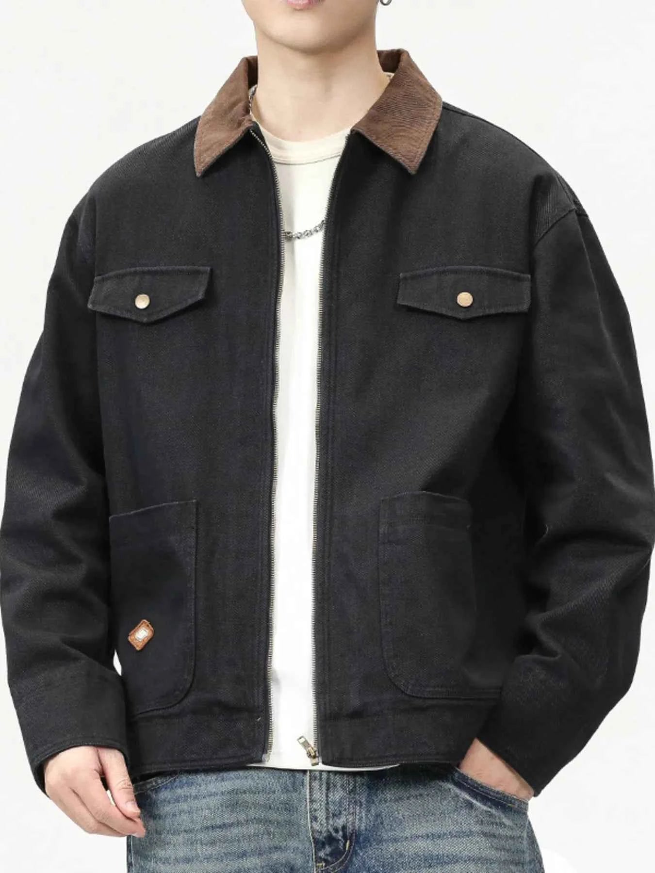 Men's Full Size Zip-Up Long Sleeve Jacket Plus Size