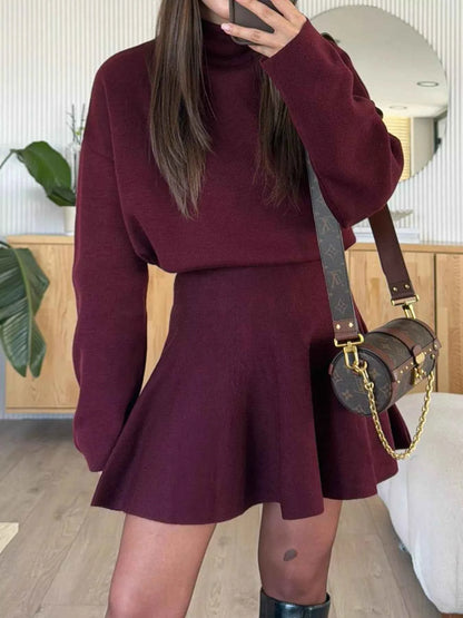 Round Neck Long Sleeve Mini Sweater Dress