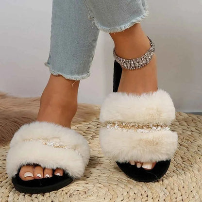 Open Toe Fuzzy Slippers