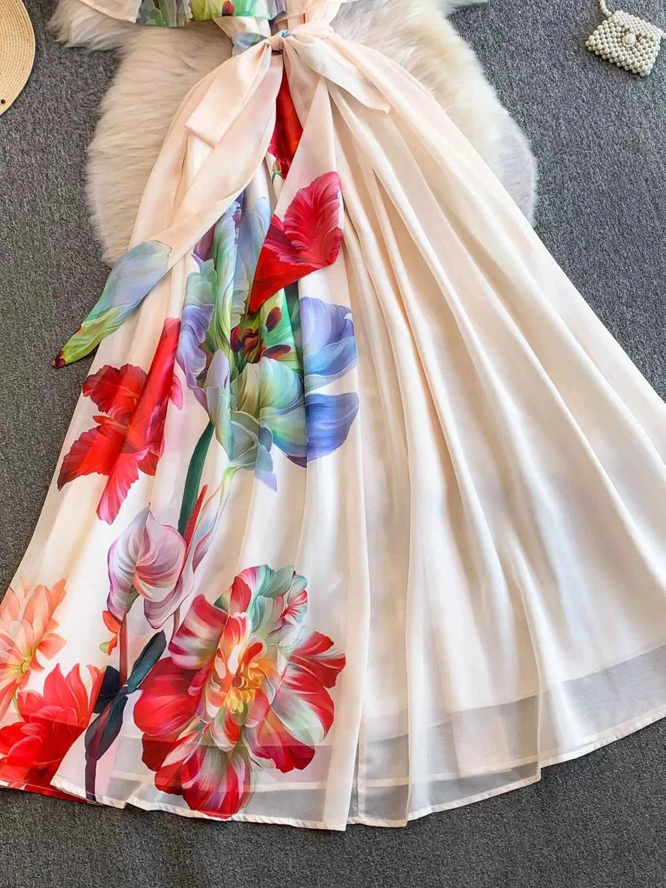 Floral Off-Shoulder A-Line Dress