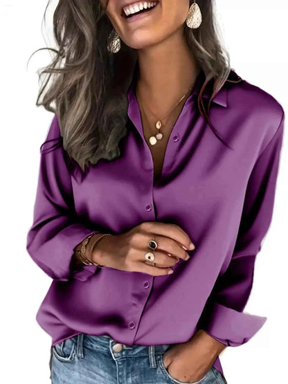 Satin Button-Down Shirt