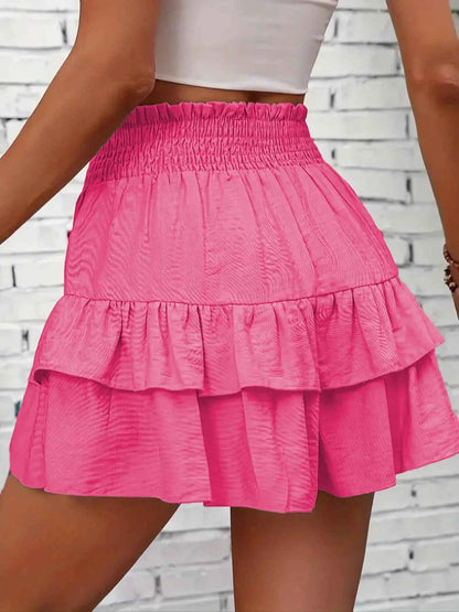 Ruffle Layered High Waist Casual Skort